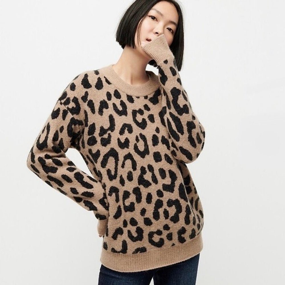 J. Crew Leopard Print Alpaca & Wool-Blend Sweater - Brand New Never Worn -XL